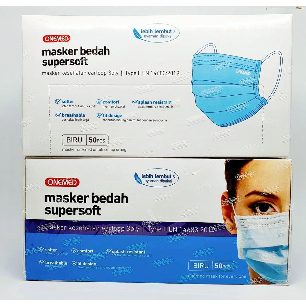 Masker Super Soft Onemed Biru Masker Supersoft Onemed Biru