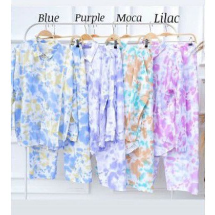 One Set Tie Dye. One Set Motif Tie Dye murah. Setelan Motif tie dye. Setelan lengan panjang tie dye