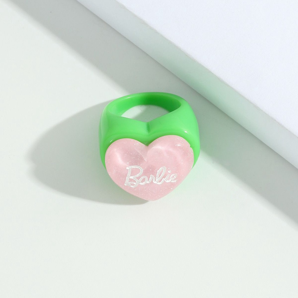 MXBEAUTY Geometric Resin Ring Trendy Fashion Jewelry Finger Rings Letter Heart Cute Korean Cartoon Girls Acrylic