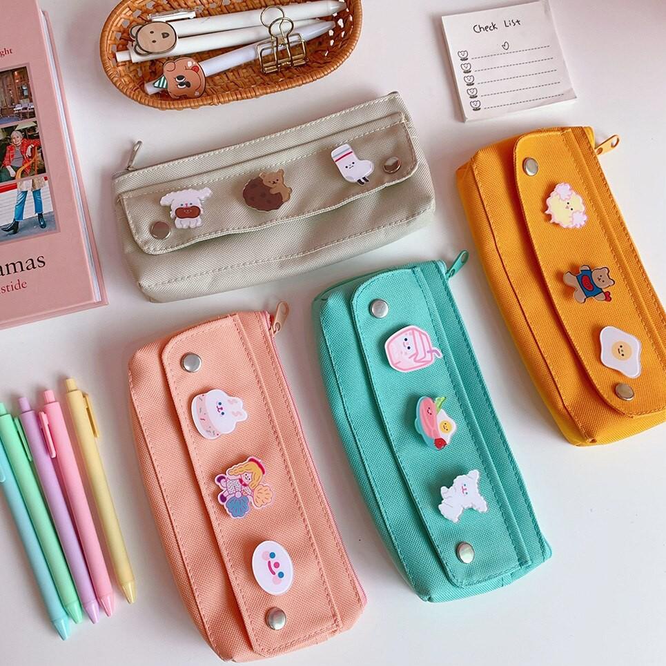 

[KODE KTBFS] Pencil Case with Cute Brooch Korea Design Pen Case Tempat Pensil/Bolpoin