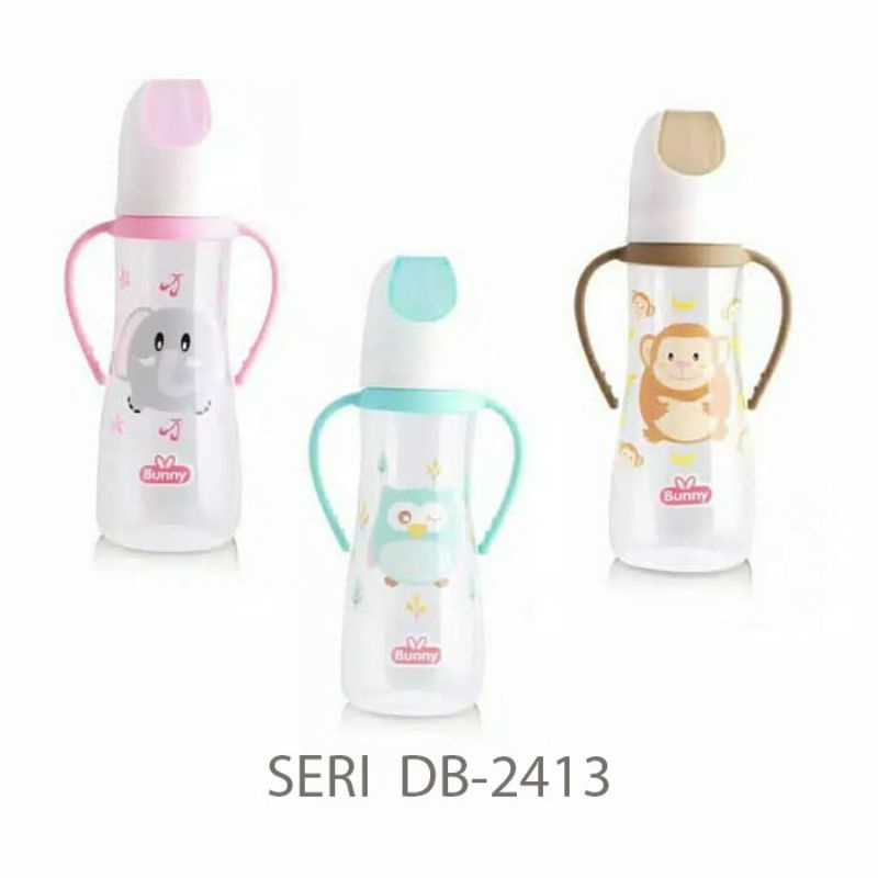 Botol Susu +Pegangan Karakter Bunny BPA Free 250 Ml