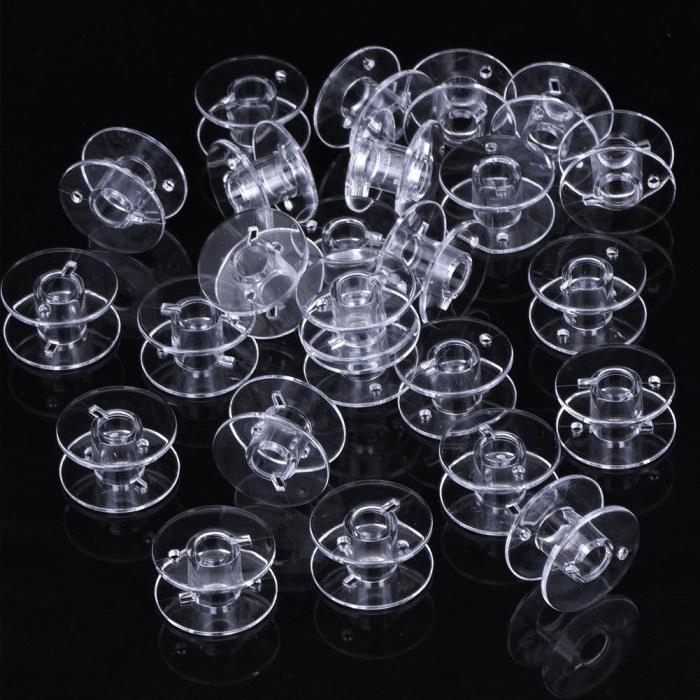 50 Pcs Tools Bobbins Sewing Machine Replacement Transparent Plastic For Home Sewing Transparent Plastic Empty Spool with Storage Case Accessories