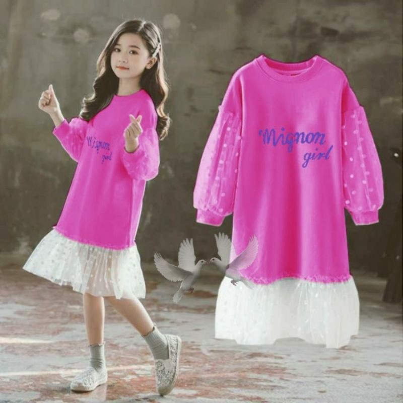 Baju Anak Perempuan-Dress Anak Remaja Cewek-Dress Anak Musim Dingin Umur 3 4 5 6 7 10 11 12 13 Tahun