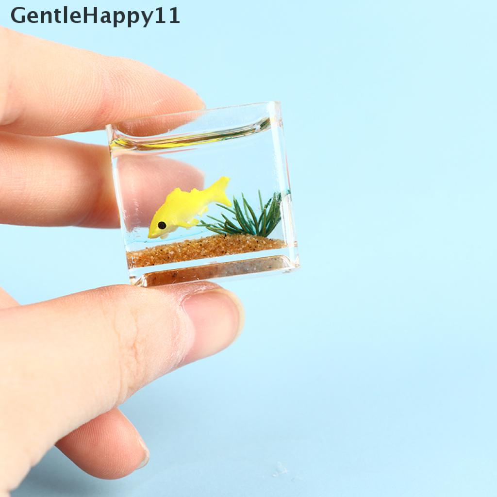 Gentlehappy Rumah Boneka Mini Fish Tank DIY Resin Transparan Goldfish Tanks Miniatur Dekorasi