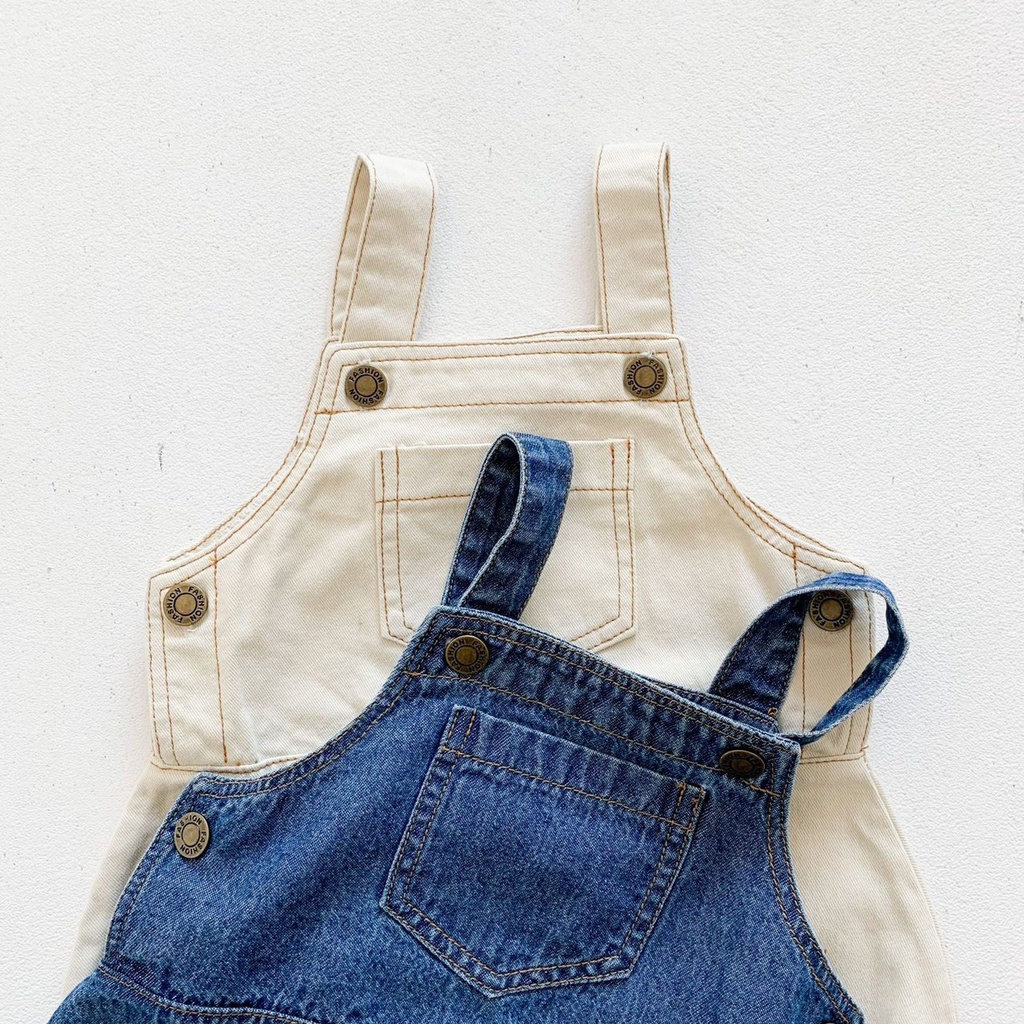 0-2 thn | Celana Pendek Jeans Kodok Gantung Luaran Suspender Denim Karet Anak Casual Jalan Bayi Catalog DDWJ DF