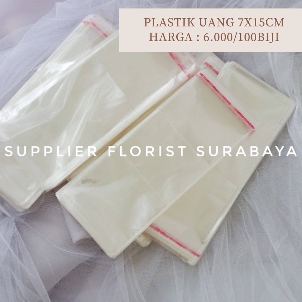 [100 PC] PLASTIK BENING UNTUK UANG PLATIK UANG DUIT MONEY BOUQUET 7x15 PLASTIK OPP DIY FLORIST MONEY CAKE