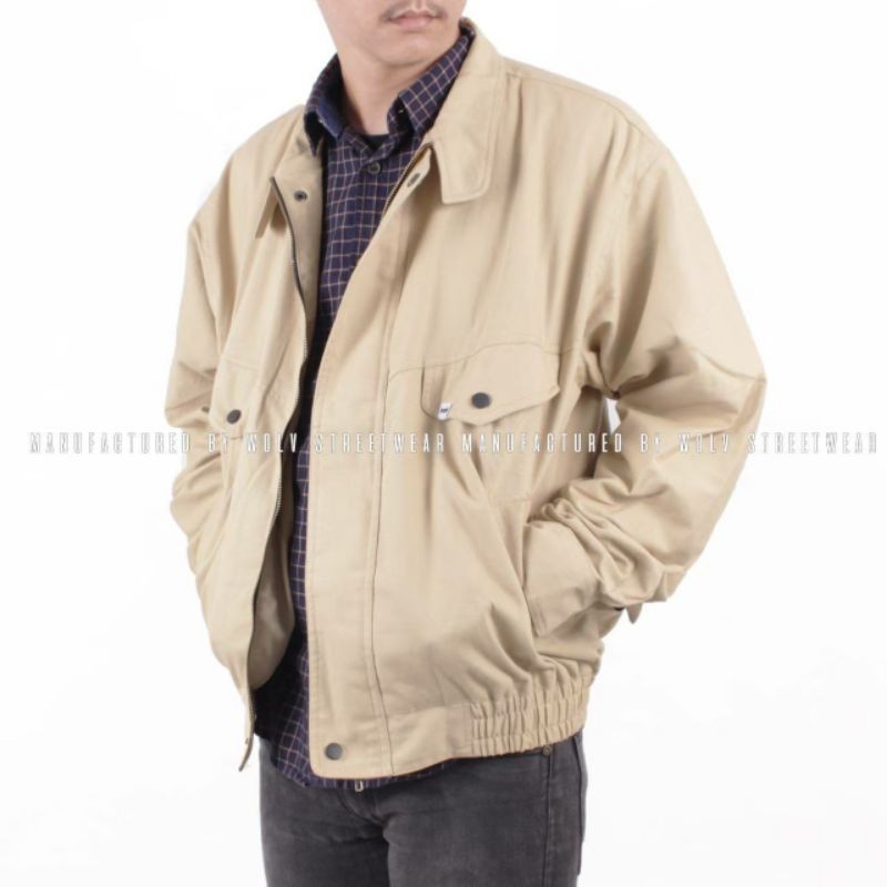 WOLV ORIGINAL FLIGHT JAKET ori jaket pria jaket warna cream seri WFJ181