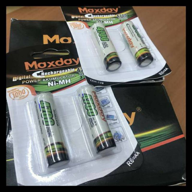 baterai battery AA cas MAXDAY 4700mah a2 original 2pcs