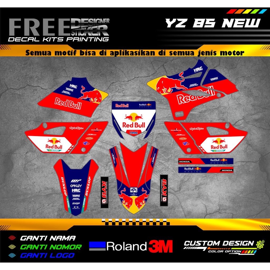 Decal Stiker Motor Yamaha YZ 85 NEW Custom Redbull WS038
