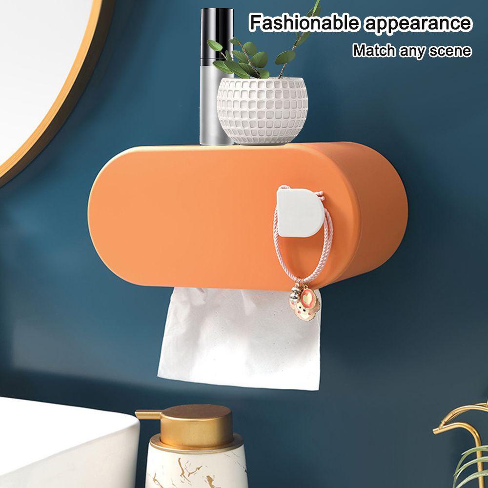 Populer Toilet Paper Holder New No Punching Wall Mounted Kitchen Penyimpanan Kertas Roll/ Dispenser Kertas Serut