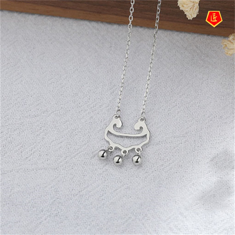 [Ready Stock]S925 Silver Longevity Safety Lock Necklace Women's Retro Simple Niche