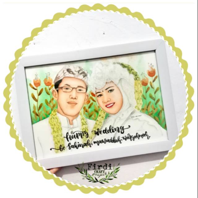 

A4 & BINGKAI (paper 300gsm) Lukis wajah pengantin / watercolor painting / kado pernikahan unik