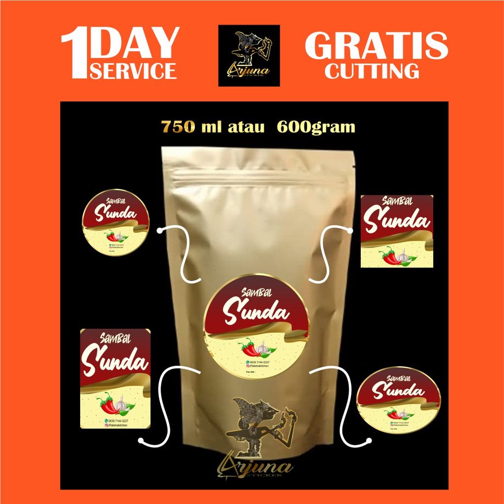 

Arjuna Cetak Stiker Standing Pouch 600 Gram Label Makanan Print Sticker Custom Kemasan Produk A4