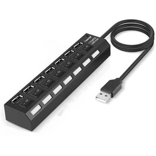 UH77C2 | USB HUB 7 PORT 7 SWITCH CENTROO USB 2.0 (BLACK / WHITE)