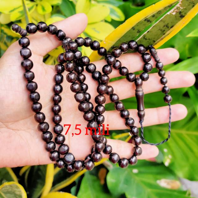 7,5 MILI Tasbih 99 bulat polos  hitam kokka kaokah