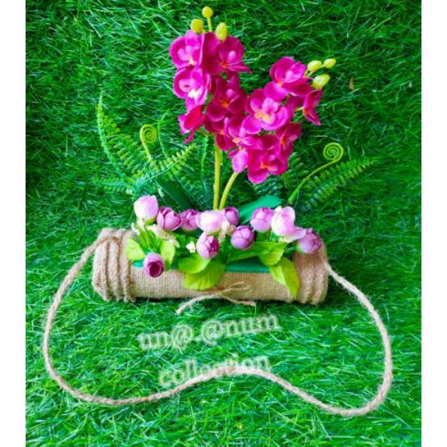 Bunga anggrek pot paralon tali goni