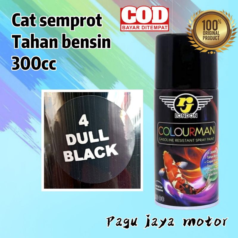 cat semprot hitam doff black matte 300ml COLOURMAN pilok pilox rj london spray paint tahan bensin anti retak cepat kering