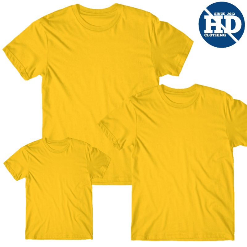 Kaos polos couple keluarga, cotton combed 30s, anak dan dewasa - kuning mas