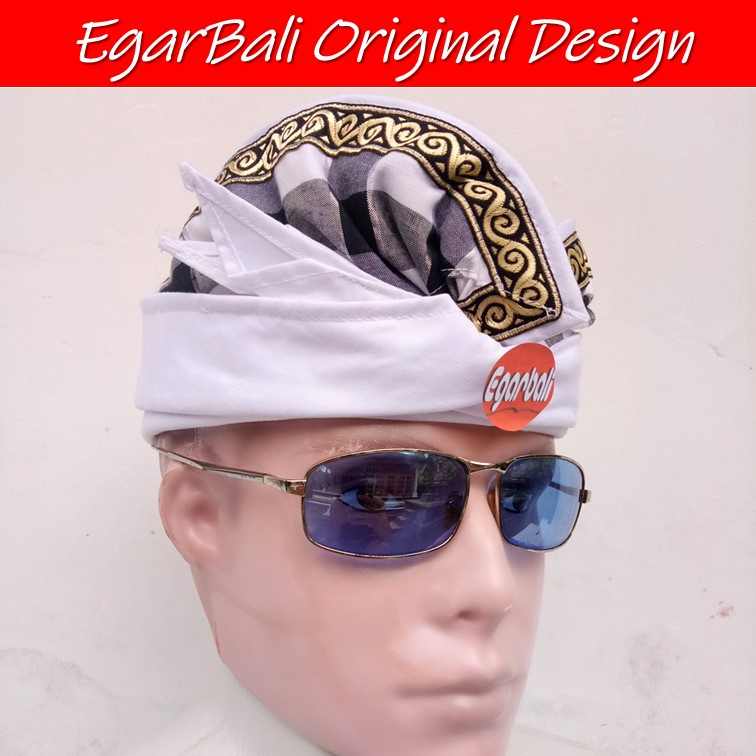 EgarBali udeng bali tepi catur lis emas