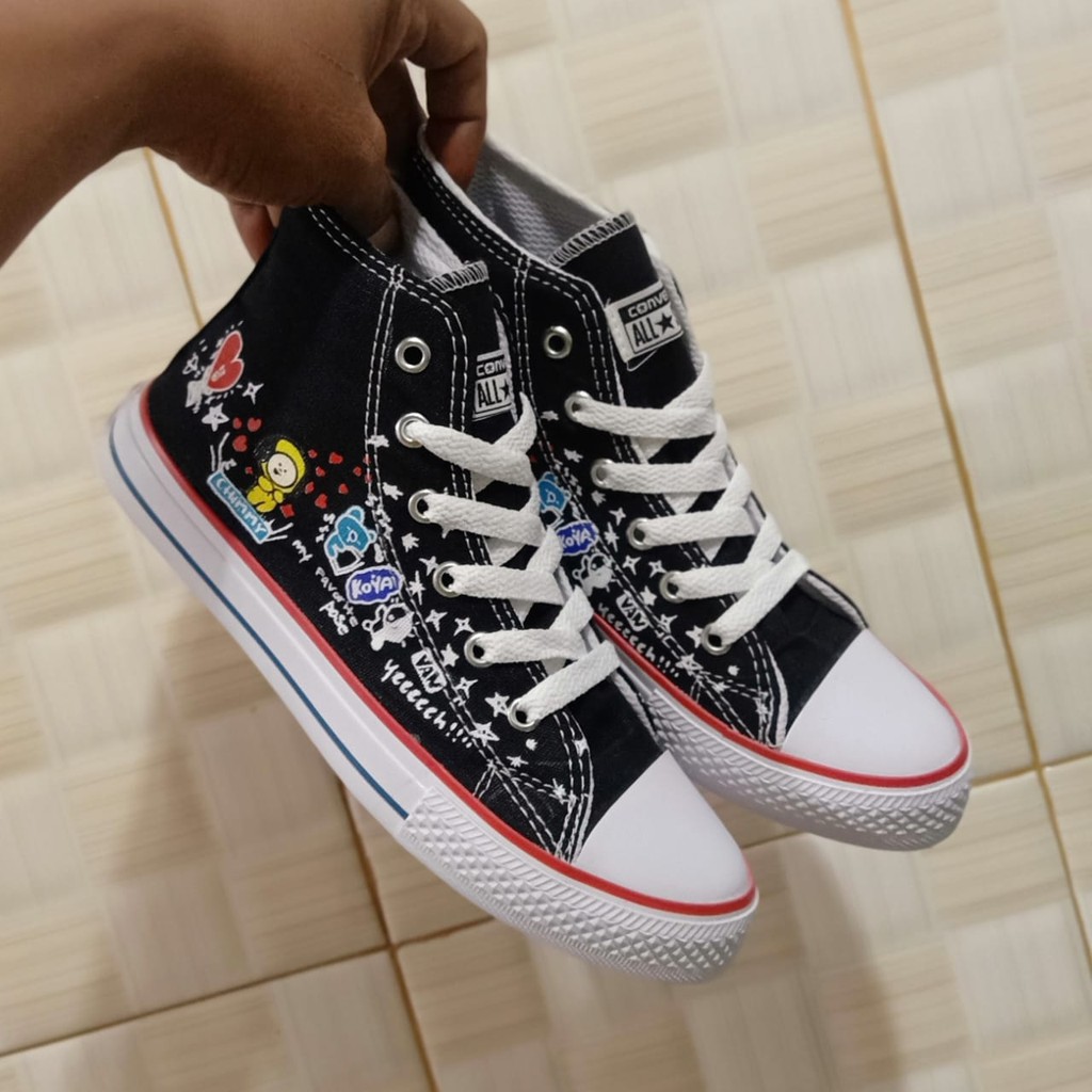 Sepatu anak Sneakers high boots BT21 import Fashion Casual Terbaru Murah laki laki dan Perempuan COD