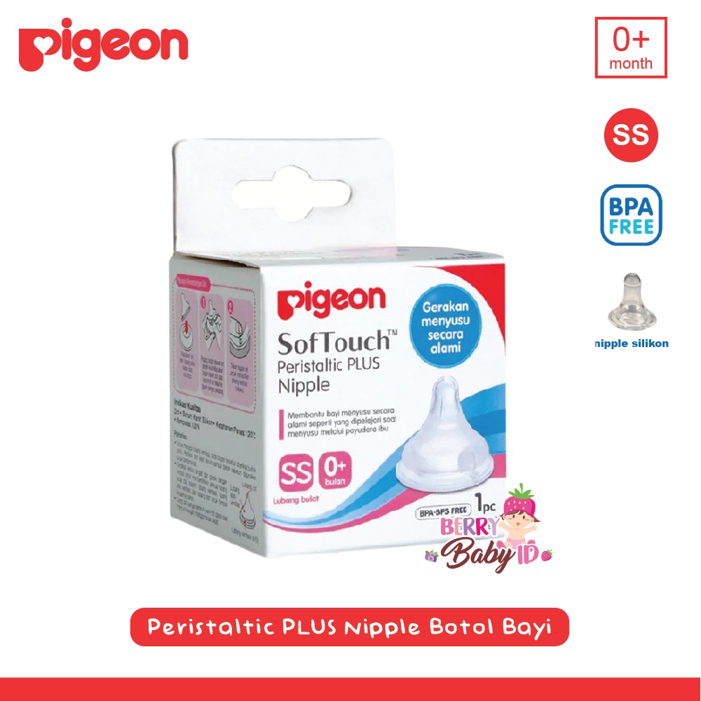 Pigeon Peristaltic Plus Wide Neck Nipple Dot Teat Botol Susu Bayi Berry Mart