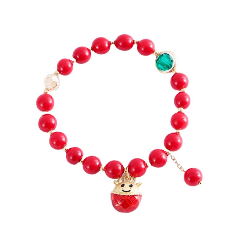 2021 Tahun Baru ox bola gelang wanita retro merah gelang girlfriends' hadiah pacar hadiah fashion