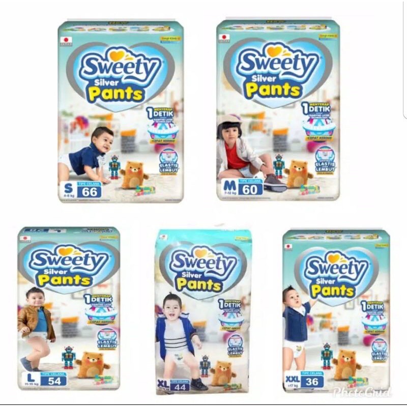 Jual Sweety Silver Pants size S66/M60/L56/XL44/XXL36 Popok Bayi popok