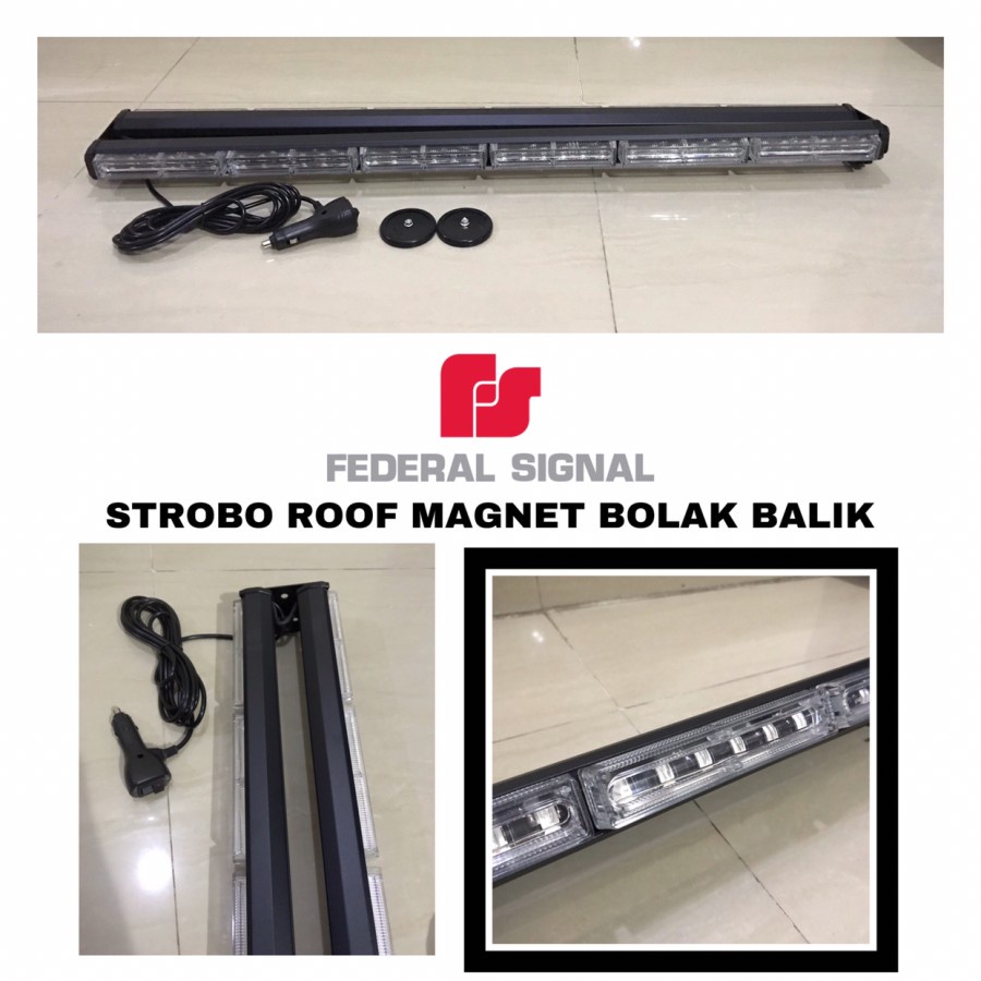 LAMPU KEDIP Roof Magnet Atap Bolak Balik 2 sisi x 6 Bar Fed Sig By ADN