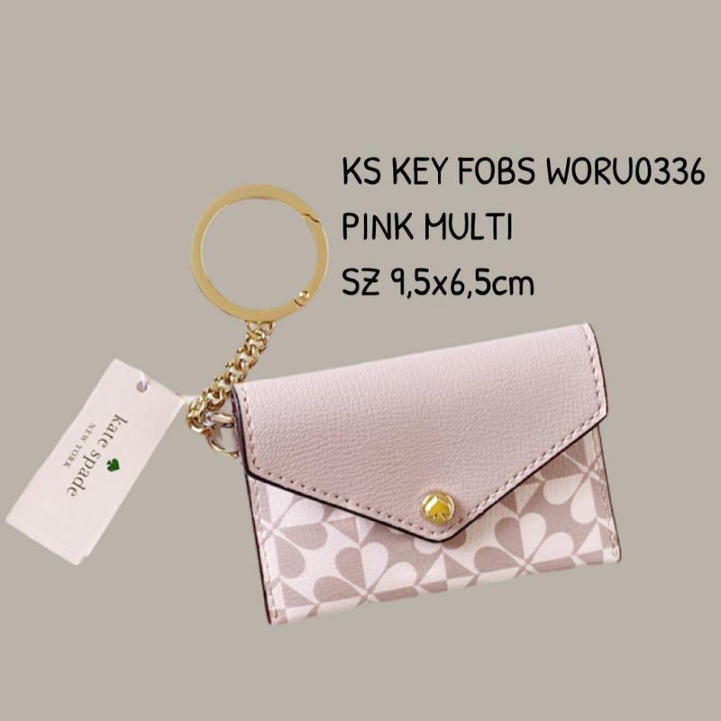 KATE SPADE STNK WALLET KEY FOB SOFT PINK SIGNATURE