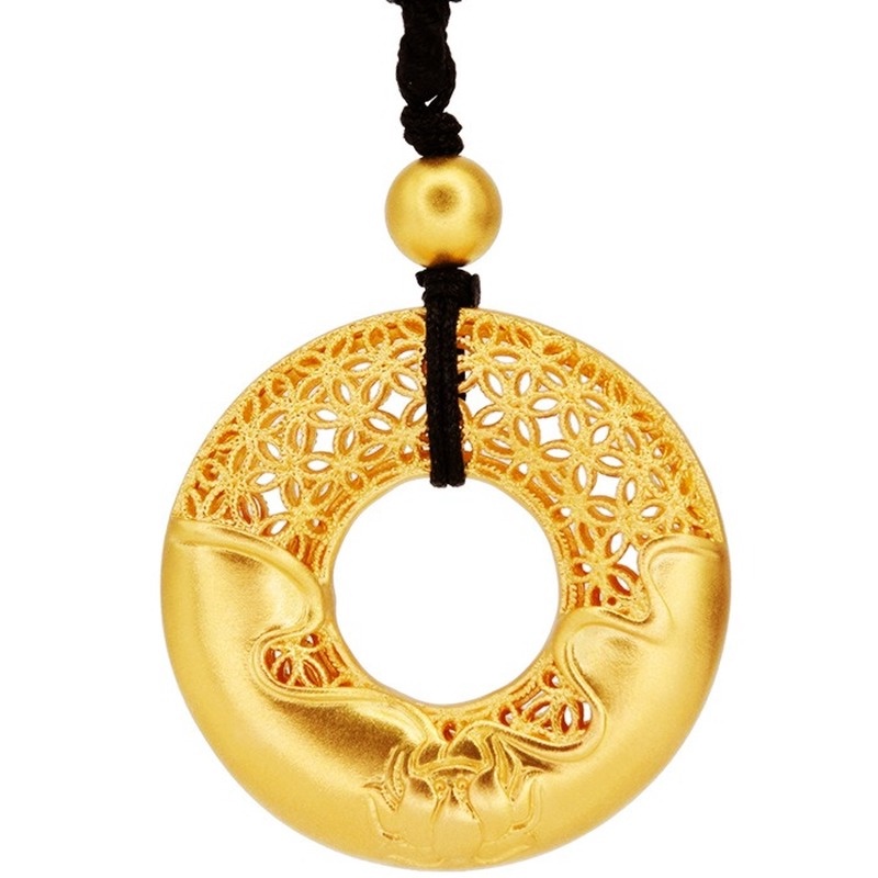 [Ready Stock]Fashion Gold Lotus Pendant Hollow Necklace