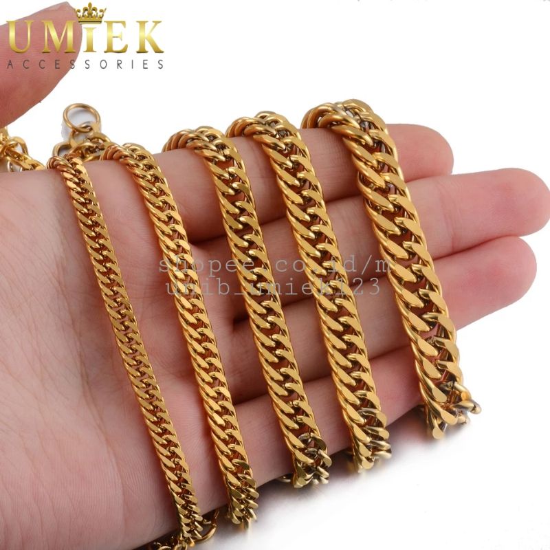 Gelang Pria Wanita Titanium asli emas gold Rantai cowok cewek laki laki perempuan Cowo cewe panjang 
