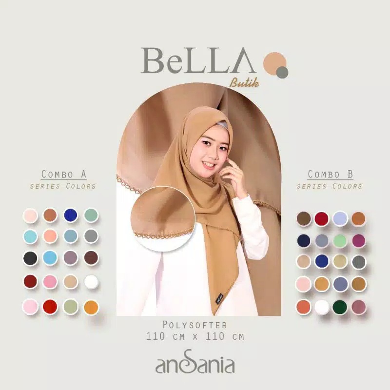 Segi Empat Polos Segi Empat Bella Butik Ansania PollyCotton Termurah dan Terbaru Nayla_hijab