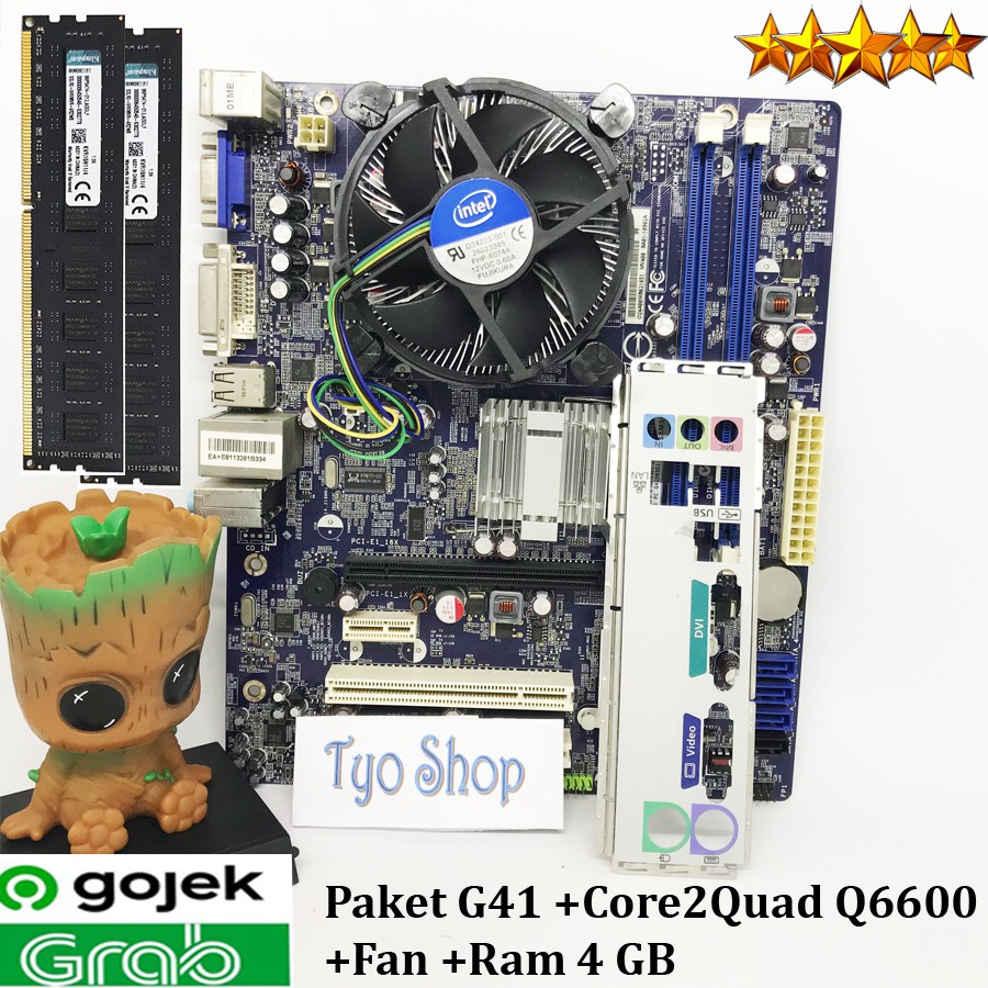 Paket Mainboard G41 DDR3 Quadcore Q6600 Fan Ram 4GB