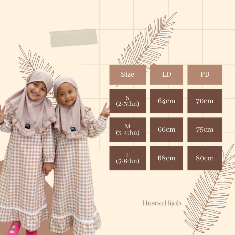 [HUSNA COLLECTION] Gamis Anak / Gamis Shabrina Anak / GAMIS KOTAK KOTAK