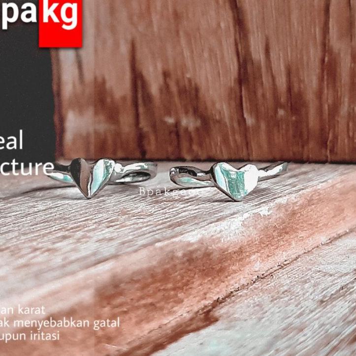[KODE BARANG 0CW62] Cincin love hati polos cincin wanita anti karat besi putih asli silver murah cew