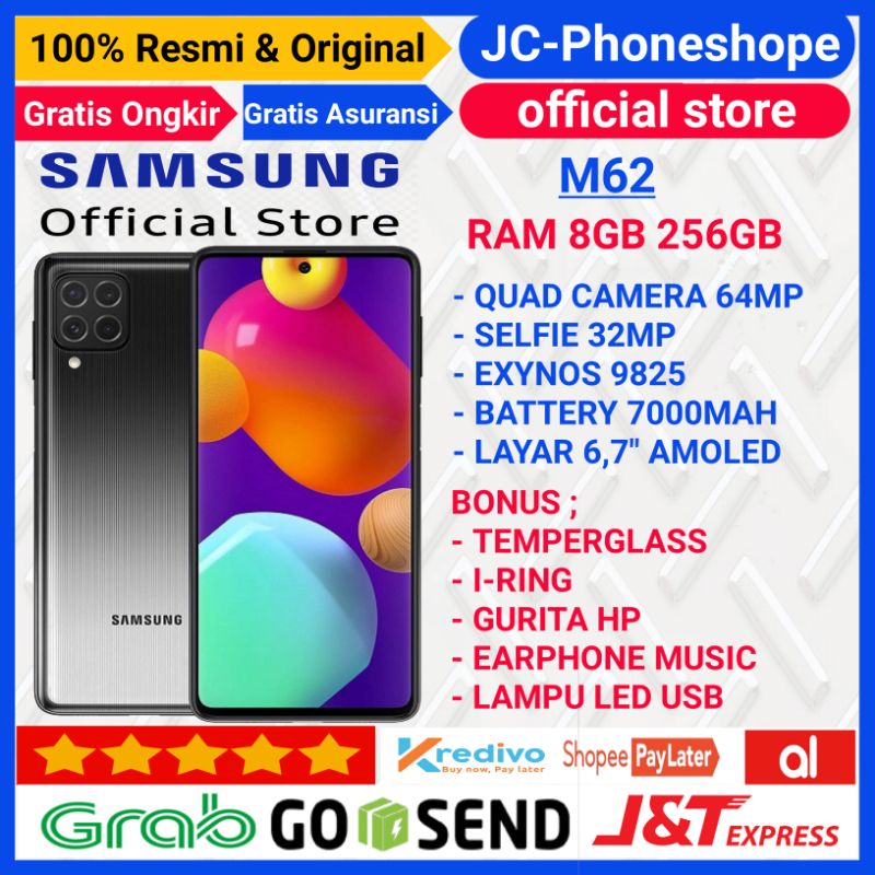 SAMSUNG M62 RAM 8/256GB GARANSI RESMI - BONUS