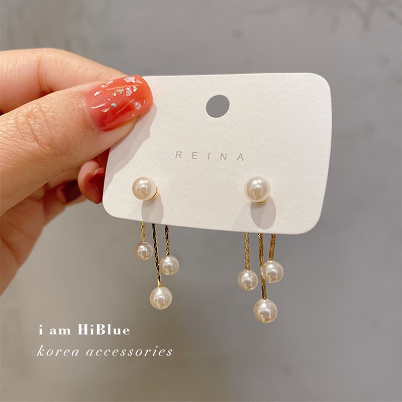 Korea 22 baru pearl gantung di belakang telinga stud anting-anting perempuan rumbai in minat khusus