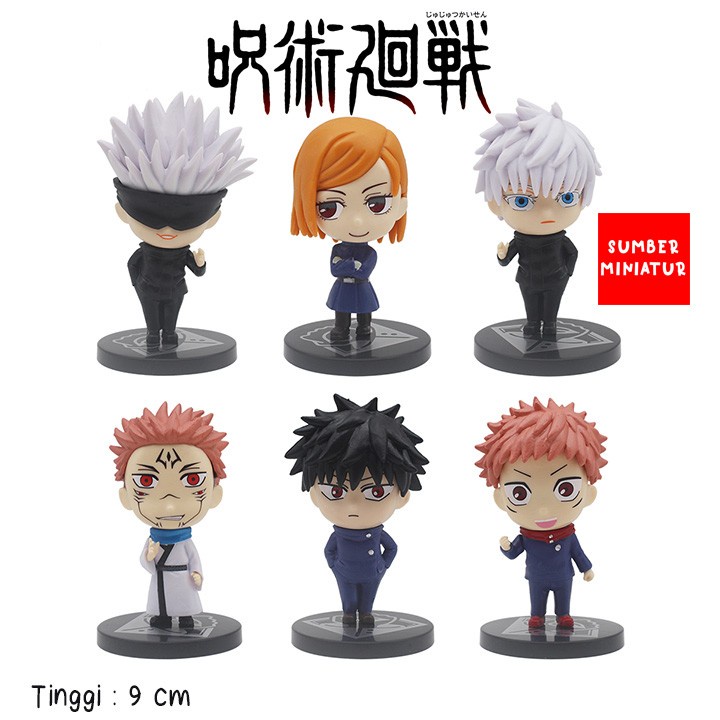 Set Figure Pajangan Jujutsu Kaisen Itadori Yuji / Gojo Satoru 6pcs