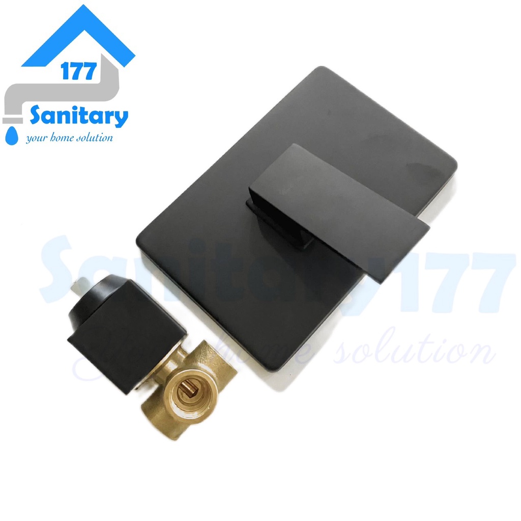 Kran air Panas dingin Shower tanam HITAM minimalis kotak 108BL-keran air ground wall stainless tebal Black matte mixer faucet