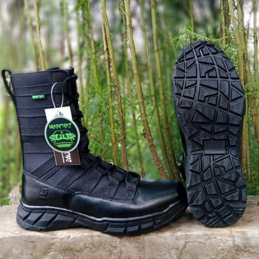 Sepatu Pdl Tali Putar Model Ninja Weba Kulit Sapi Asli Berkualitas Merk MARCHAZ Sepatu Pdl Tni Polri Security Satpam