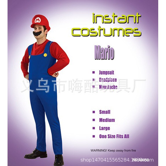 CC-159 kostum halloween mario bross merah cosplay costume dewasa