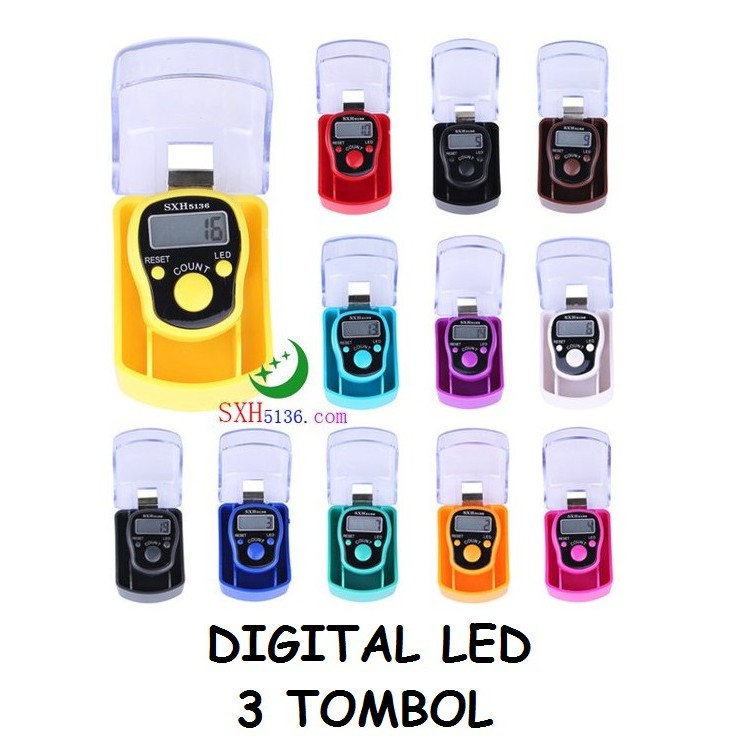 Tasbih Digital Finger Counter LED Dan BOX Model Cincin Souvenir Pernikahan 3 Tombol