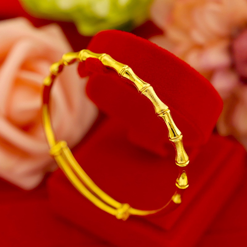 Bisa Cod 24k Emas Bangle Wanita 999 Emas Asli Bangle Hadiah Terbaik 804G1#