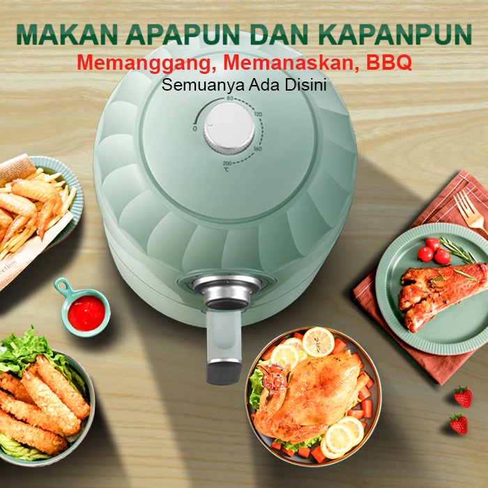 Gm Bear Penggoreng Elektrik Tanpa Minyak 1166 - Air Fryer Green _Art
