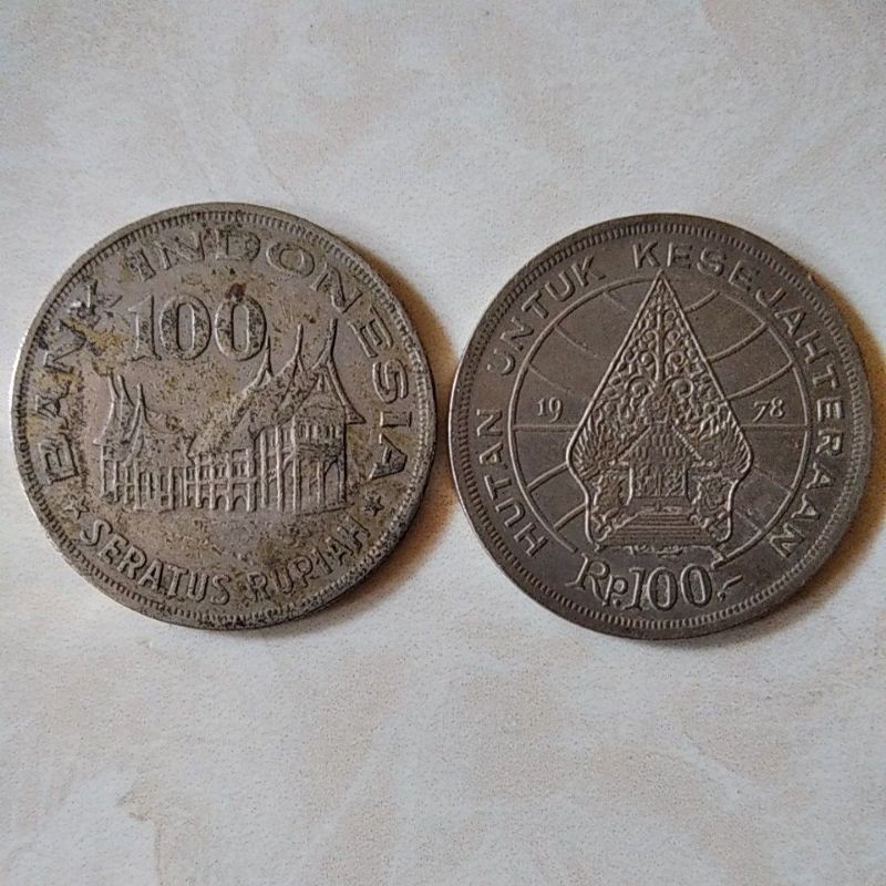 Uang kuno 100 rupiah tipis wayang kuno 1978