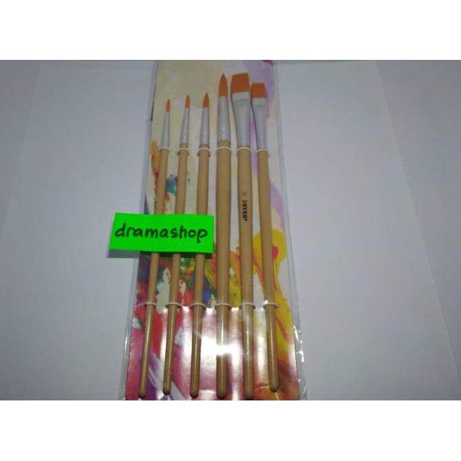 

Big Sale Kuas Lukis Cat Air Minyak lancip Acrylic Brush Paint set 6 pcs Big Sale
