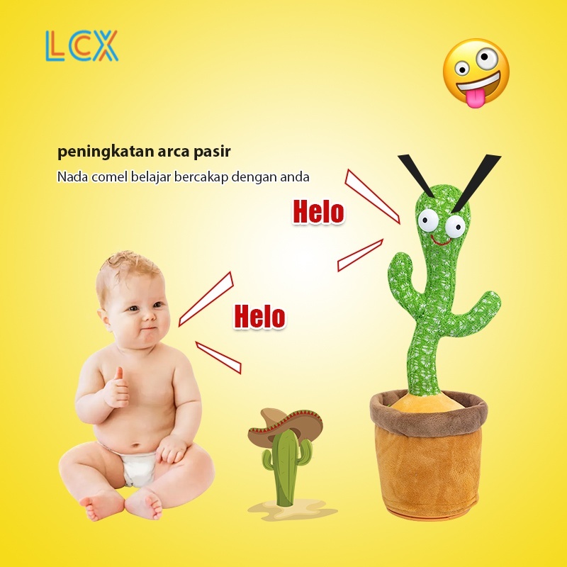 LCX Cactus Toy Boneka Pintar Kaktus Ngomong Rekam Bicara Menari Dance Dancing VS