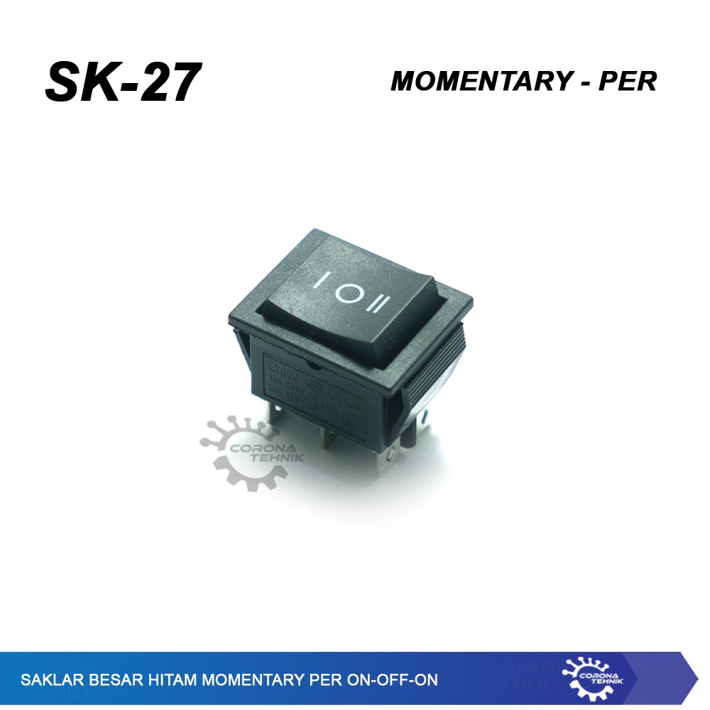 Saklar Besar Hitam Momentary per - ON-OFF-ON