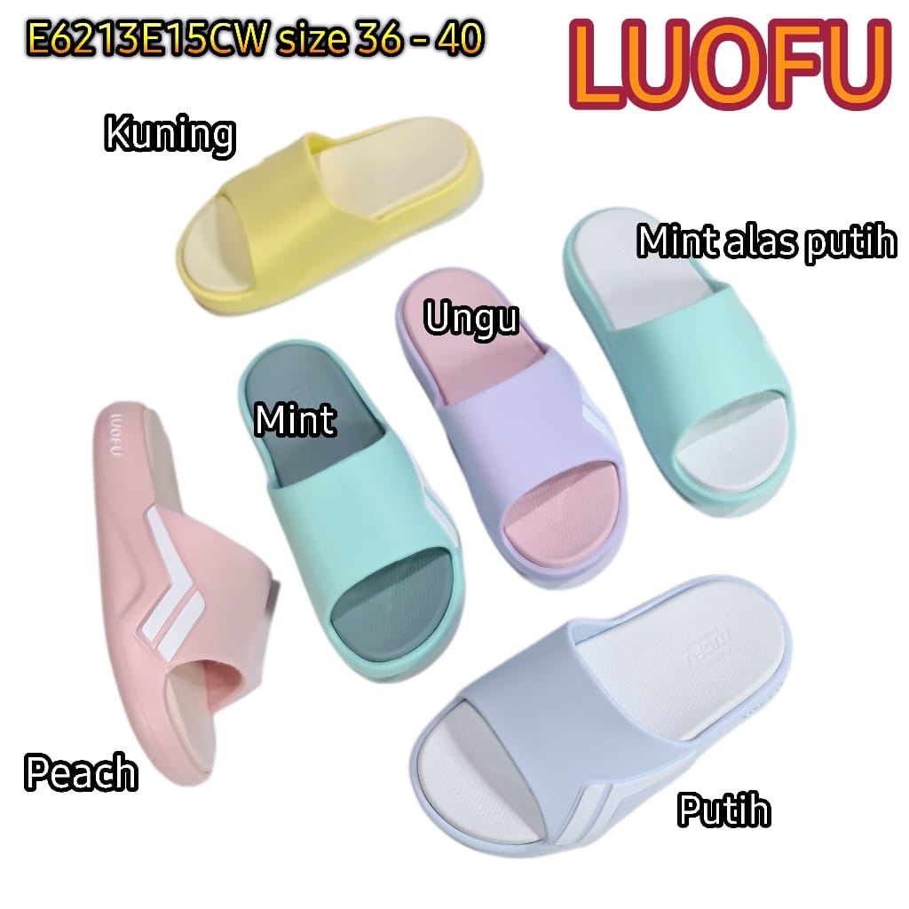 LUOFU ORIGINAL jelly sandal karet empuk murah selop wanita sendal luofu cewek import E6213E15CW