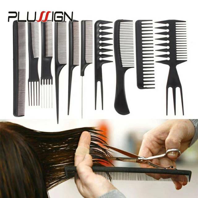 SISIR RAMBUT SALON 10 SET HAIR COMB LENGKAP UNTUK SASAK BARBERSHOP